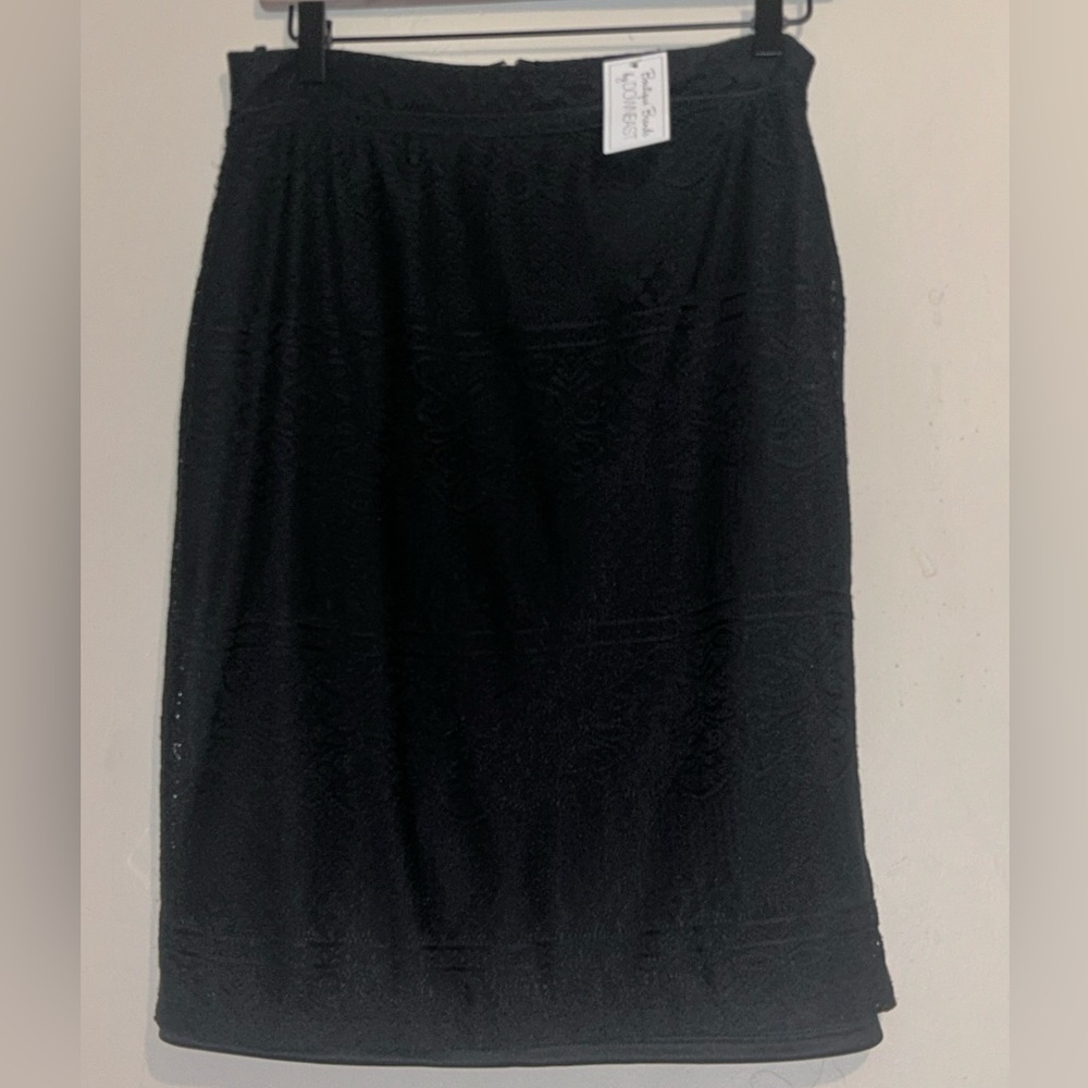 New DOWNEAST Beautiful Brands Black Lace Pencil Skirt Sz Medium